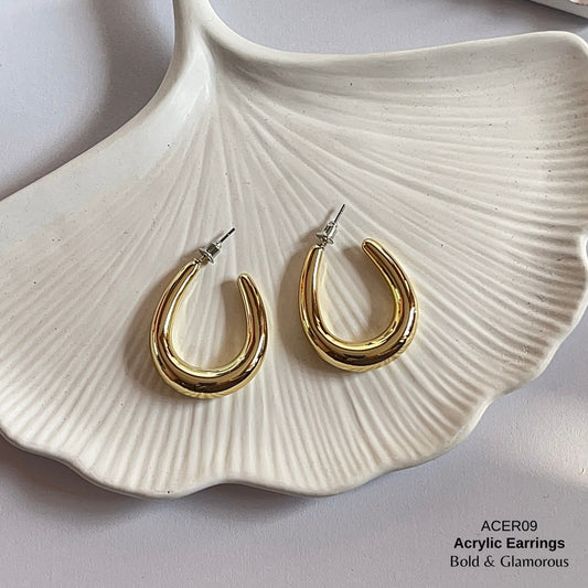 Acrylic Half Hoop Earring | ACER09 | Gold