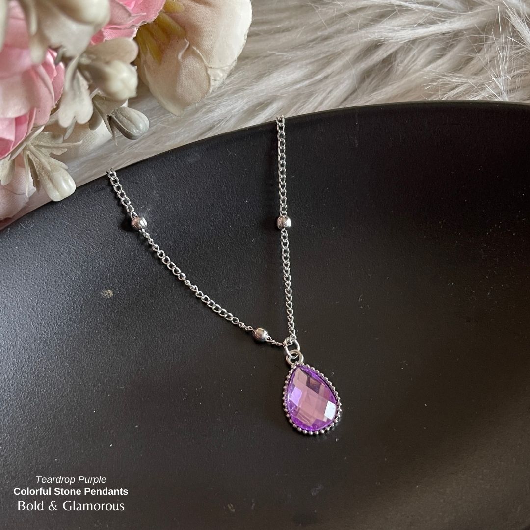 Stone Pendant | SP01 | Teardrop | Purple