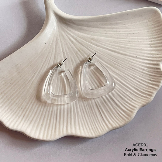 Acrylic Half Hoop Earring | ACER01 | Frosted White