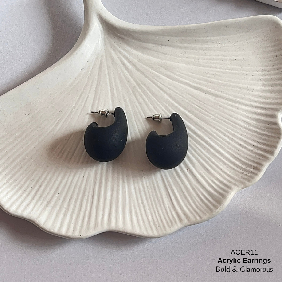 Acrylic Half Hoop Earring | ACER11 | Matte Black