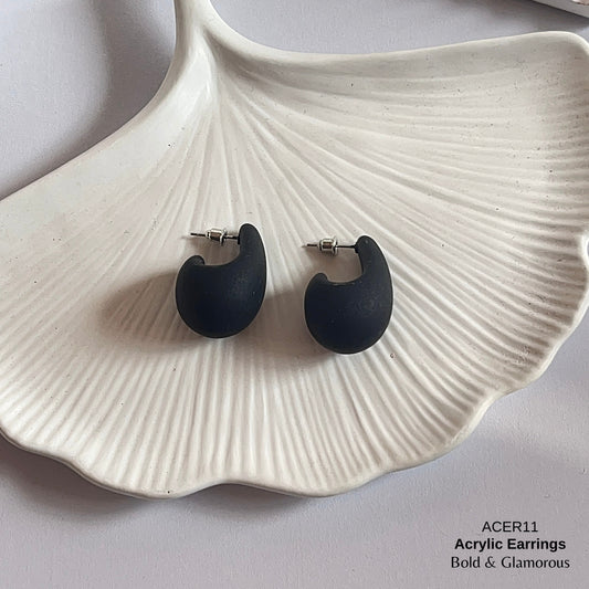 Acrylic Half Hoop Earring | ACER11 | Matte Black