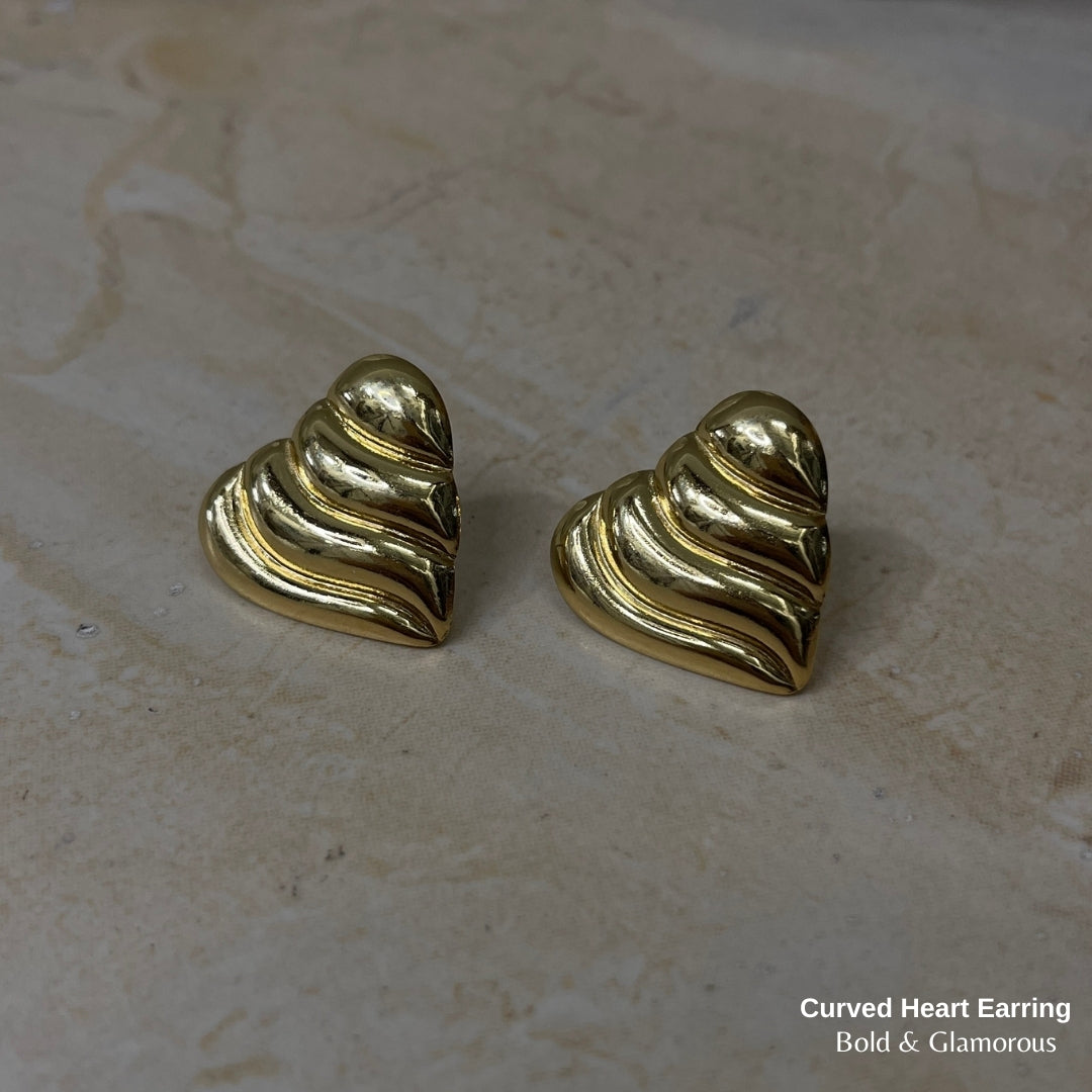 Statement Earring | STE012 | Curved Heart Earring