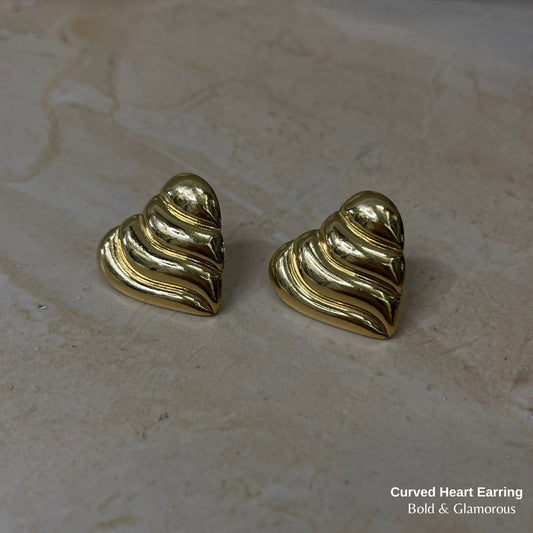 Statement Earring | STE012 | Curved Heart Earring