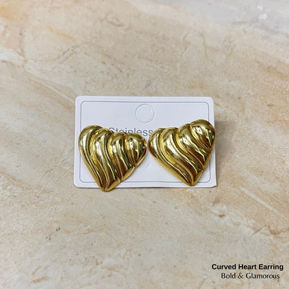 Statement Earring | STE012 | Curved Heart Earring