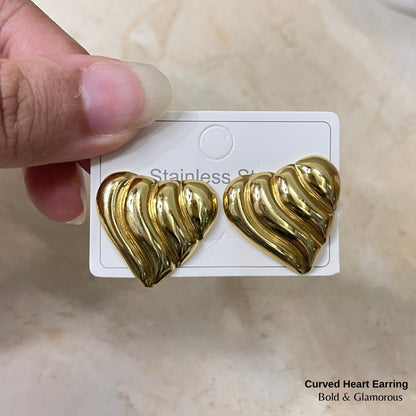 Statement Earring | STE012 | Curved Heart Earring