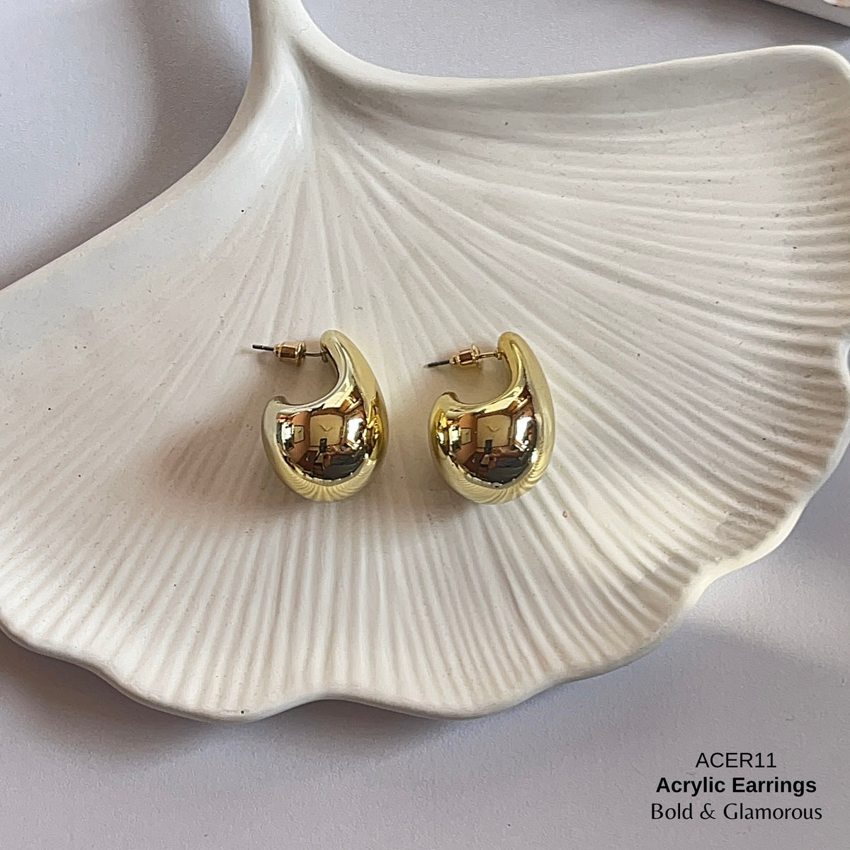Acrylic Half Hoop Earring | ACER11 | Gold