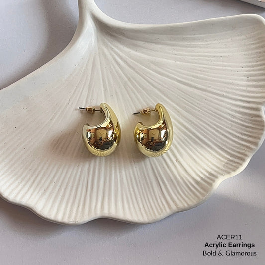 Acrylic Half Hoop Earring | ACER11 | Gold