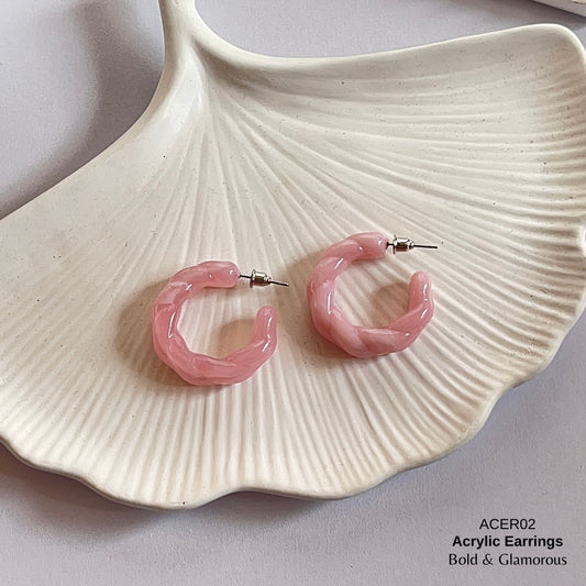 Acrylic Half Hoop Earring | ACER02 | Pink