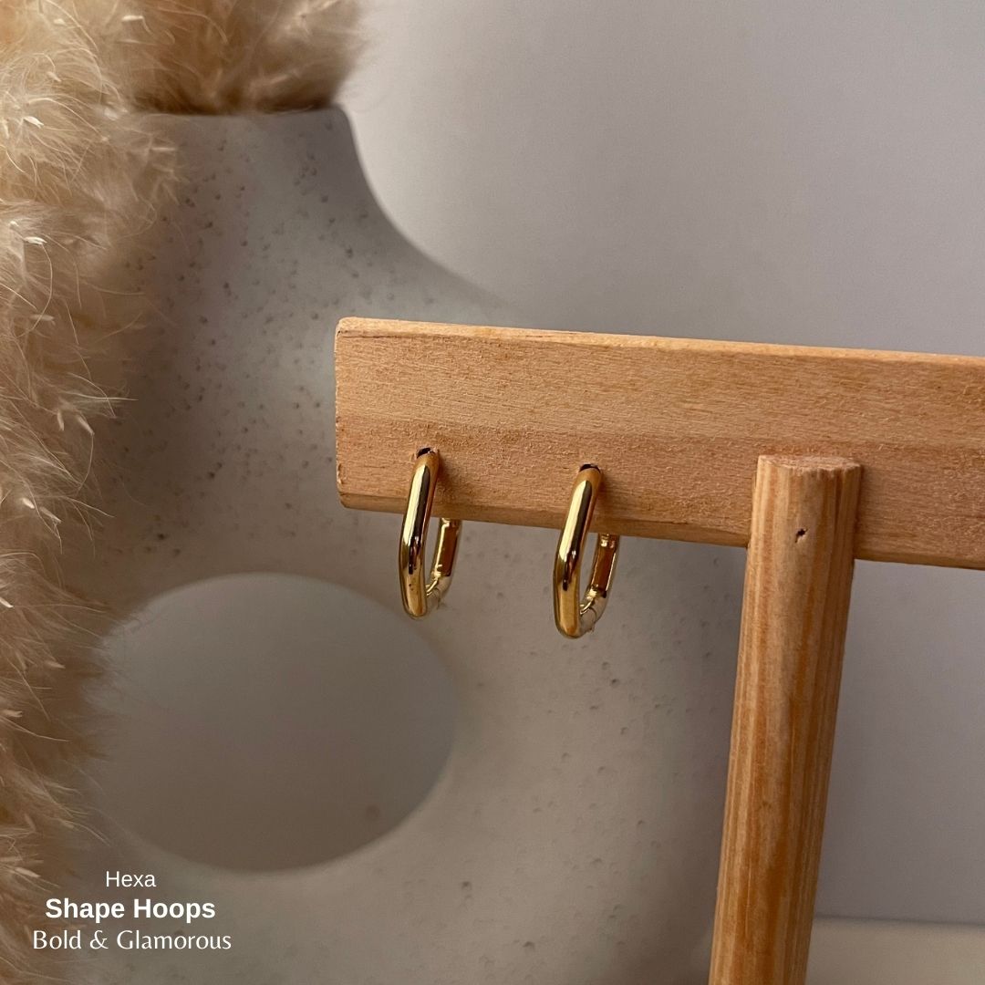Shape Hoop Earring | Hexa | Gold