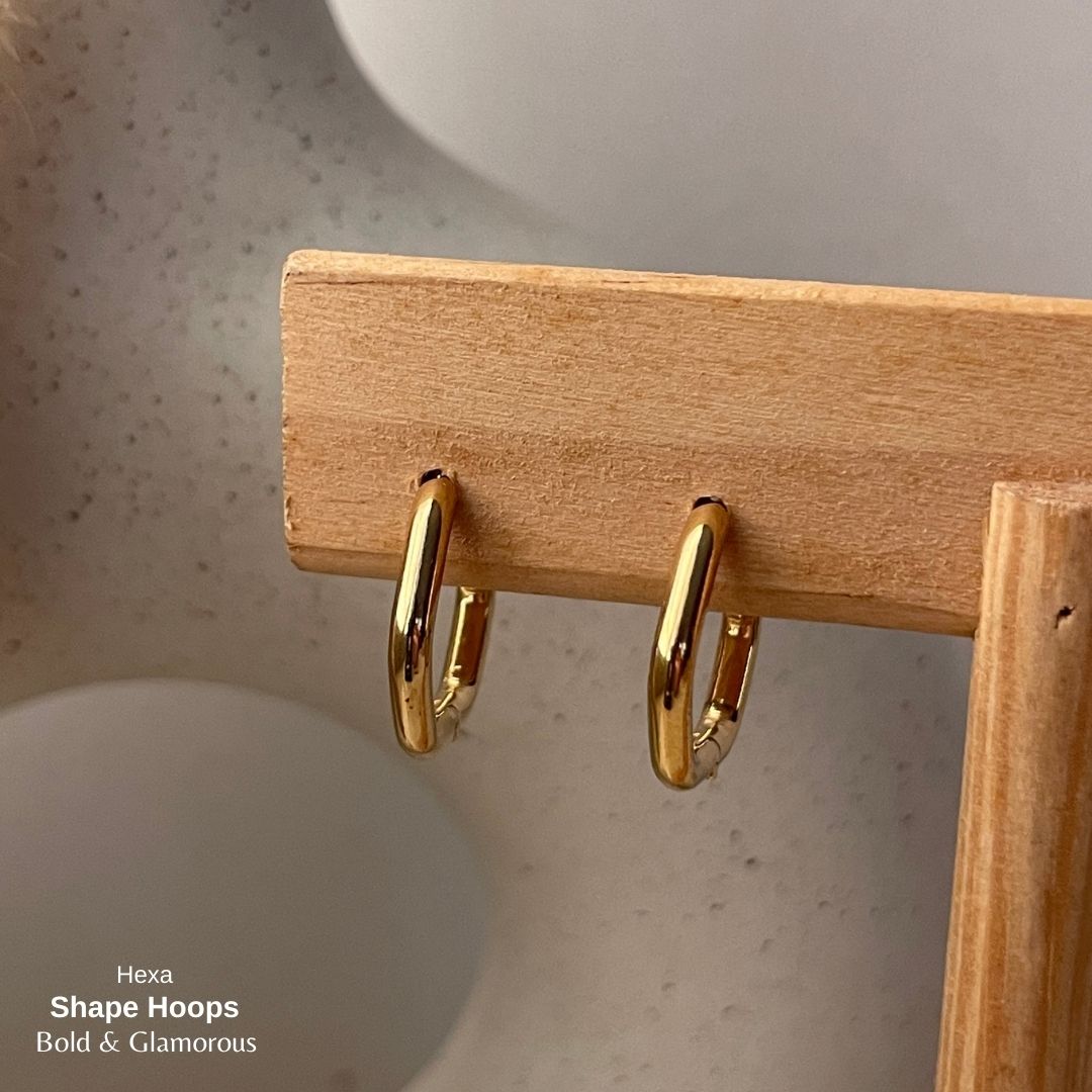 Shape Hoop Earring | Hexa | Gold