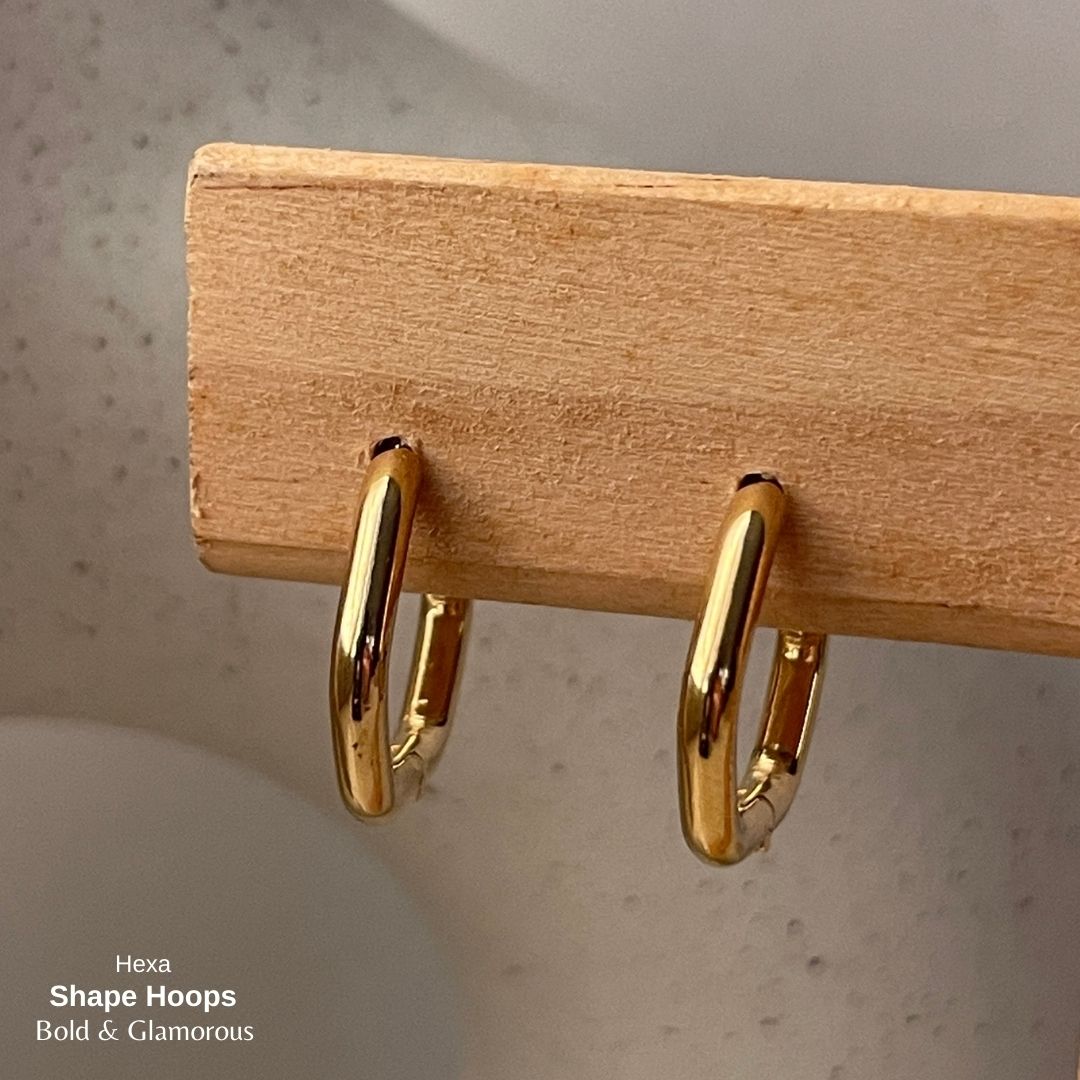 Shape Hoop Earring | Hexa | Gold