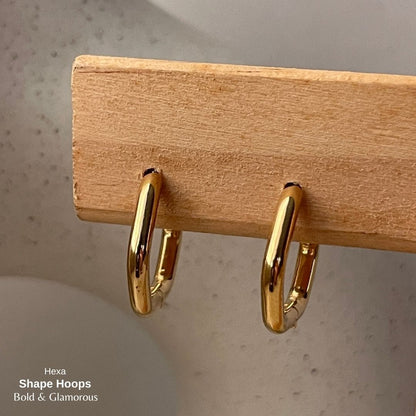 Shape Hoop Earring | Hexa | Gold