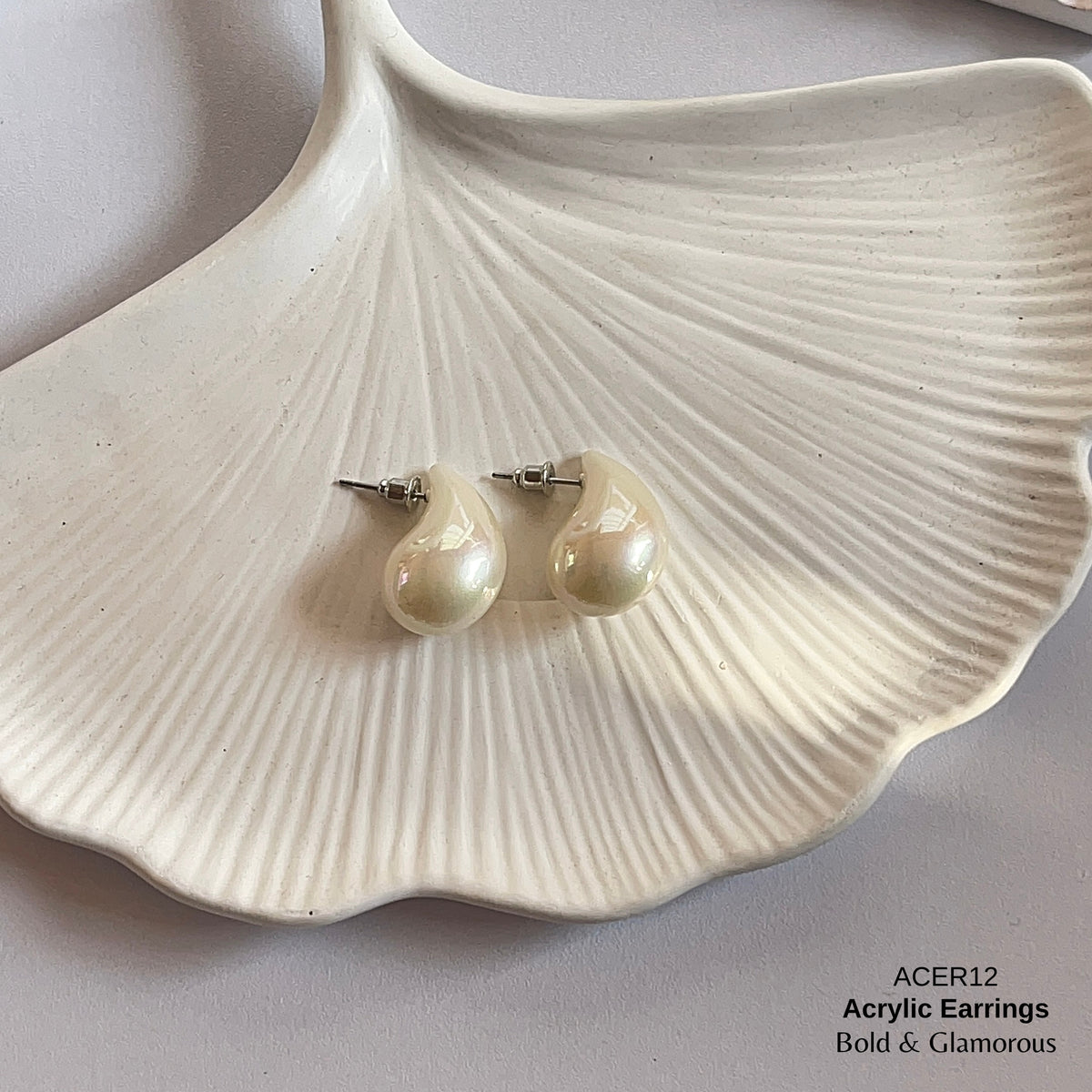 Acrylic Half Hoop Earring | ACER12 | White
