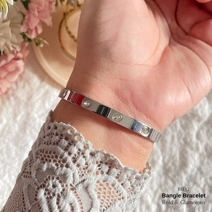 Bangle Bracelet | BB32 | Silver