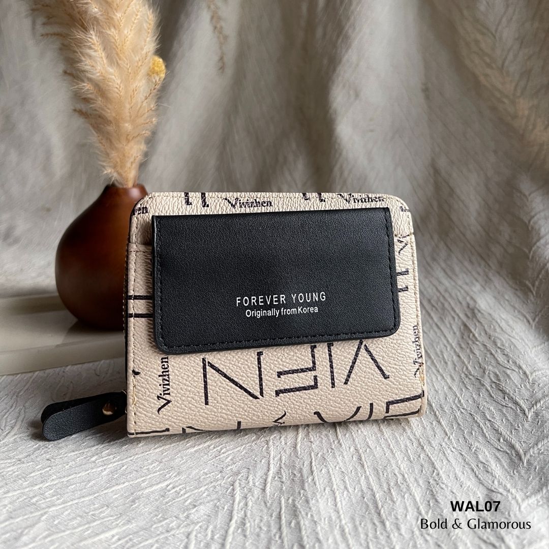 Letter Short Wallet | WAL07 | Black Beige