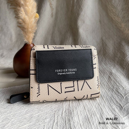 Letter Short Wallet | WAL07 | Black Beige