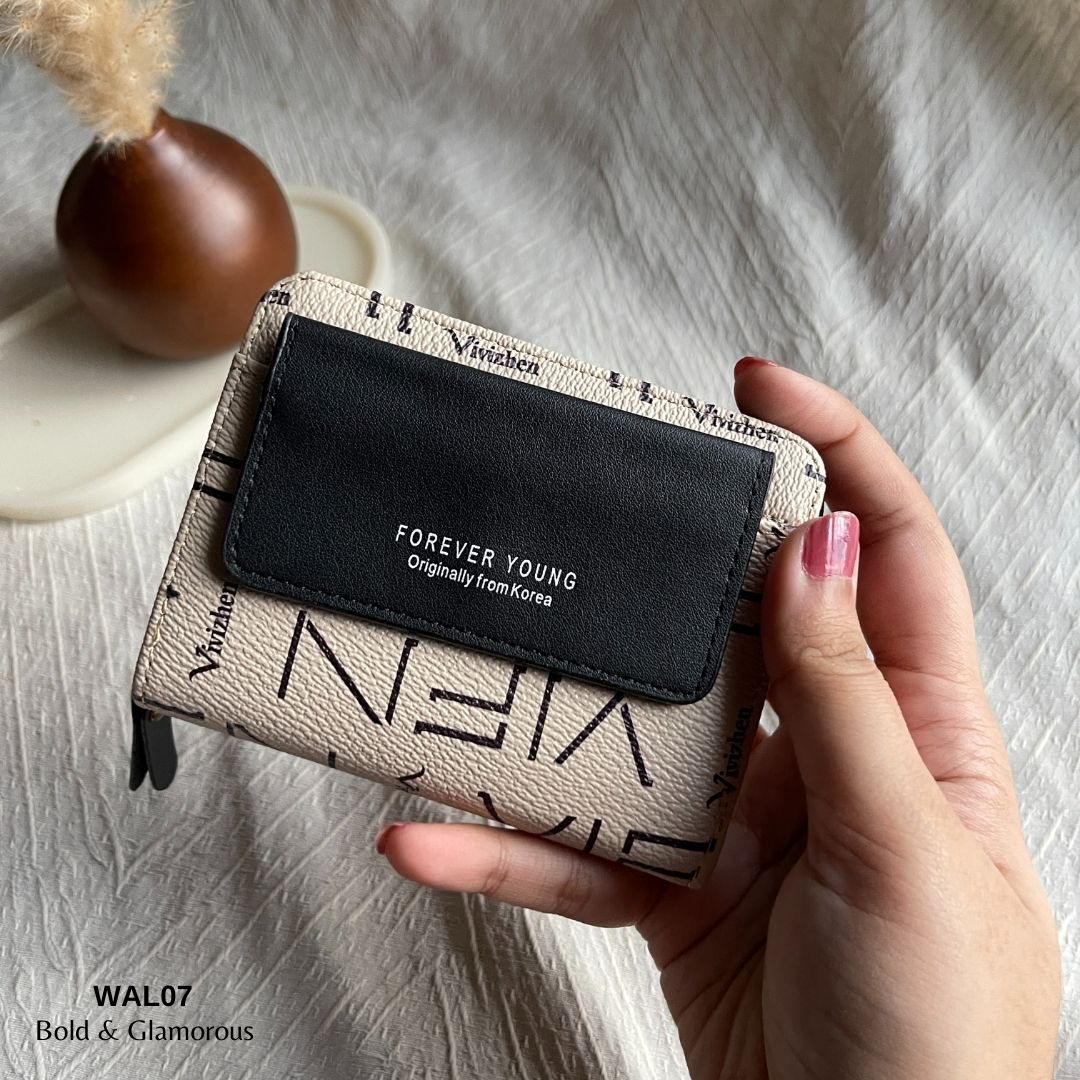Letter Short Wallet | WAL07 | Black Beige