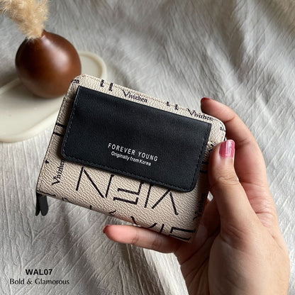 Letter Short Wallet | WAL07 | Black Beige