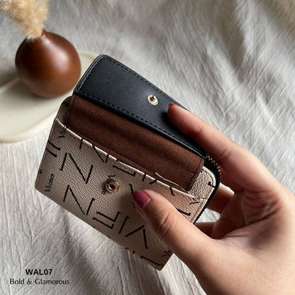 Letter Short Wallet | WAL07 | Black Beige