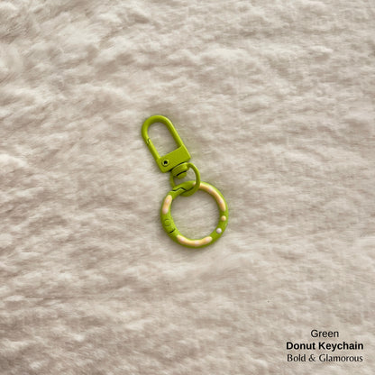 Candy Colored Hand Painted Donut Buckle Keychain | Green