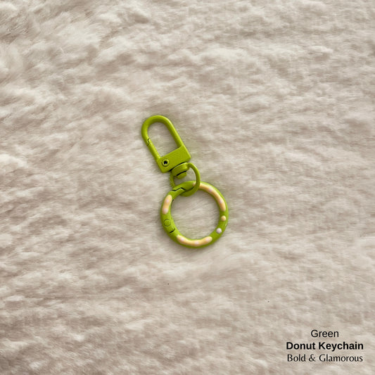 Candy Colored Hand Painted Donut Buckle Keychain | Green