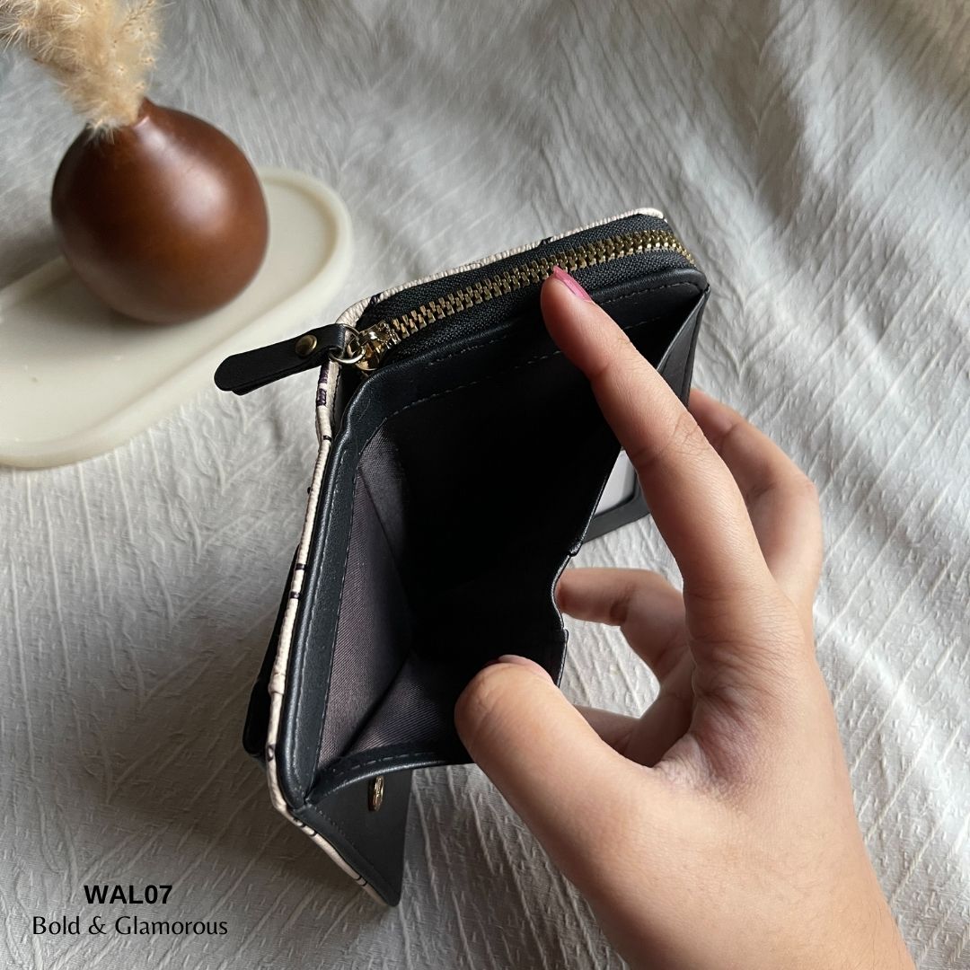 Letter Short Wallet | WAL07 | Black Beige