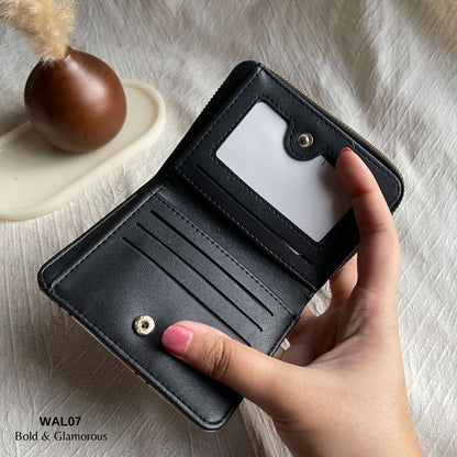 Letter Short Wallet | WAL07 | Black Beige