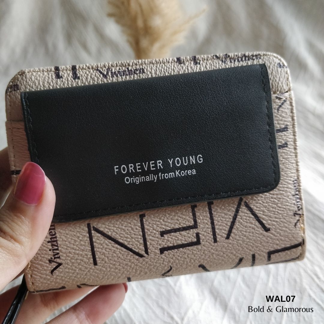 Letter Short Wallet | WAL07 | Black Beige