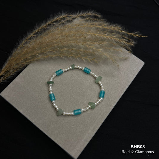 Beaded Bracelet | BHB08 | Green-White
