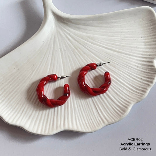 Acrylic Half Hoop Earring | ACER02 | Red