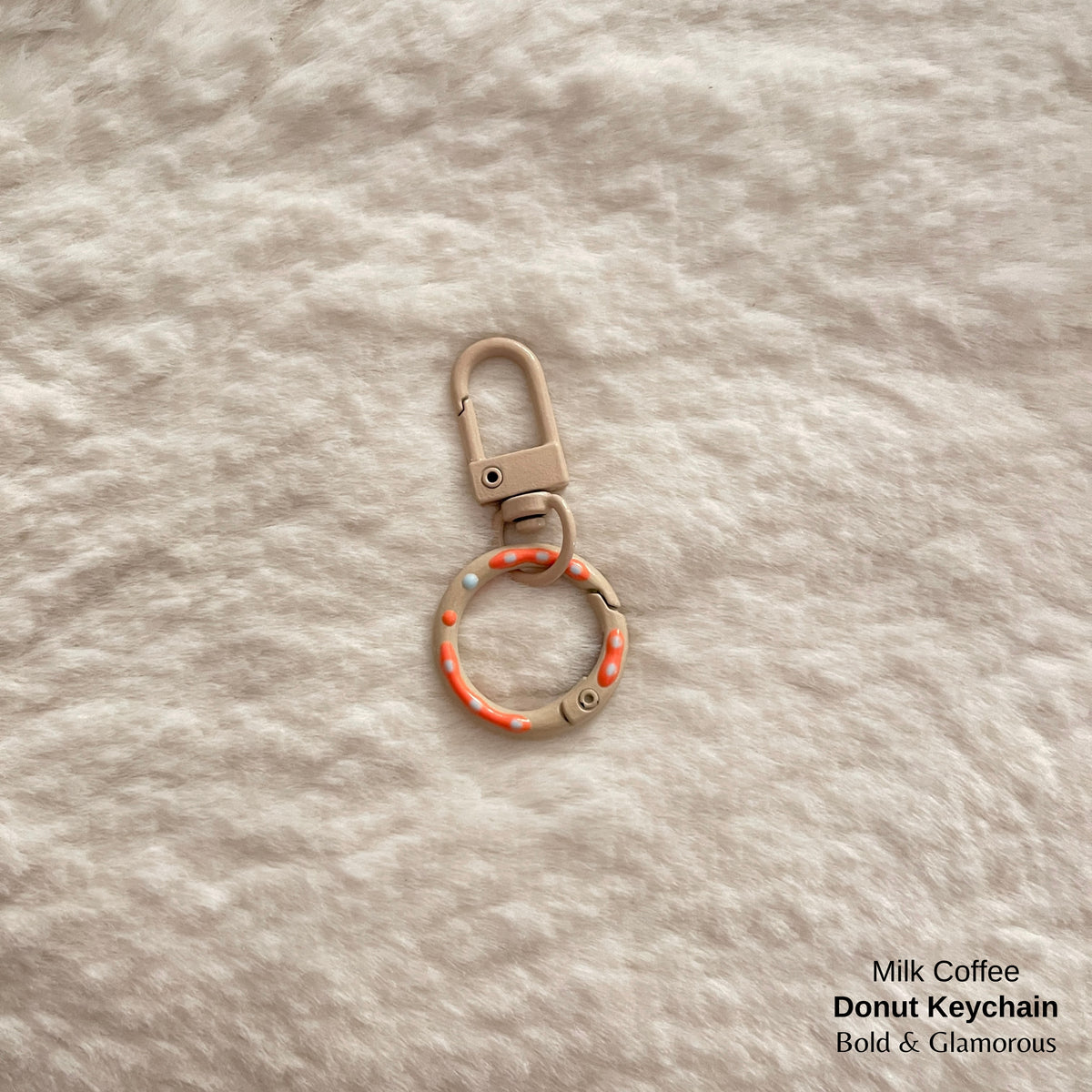 Candy Colored Hand Painted Donut Buckle Keychain | Milk Coffee
