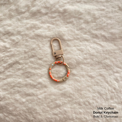 Candy Colored Hand Painted Donut Buckle Keychain | Milk Coffee