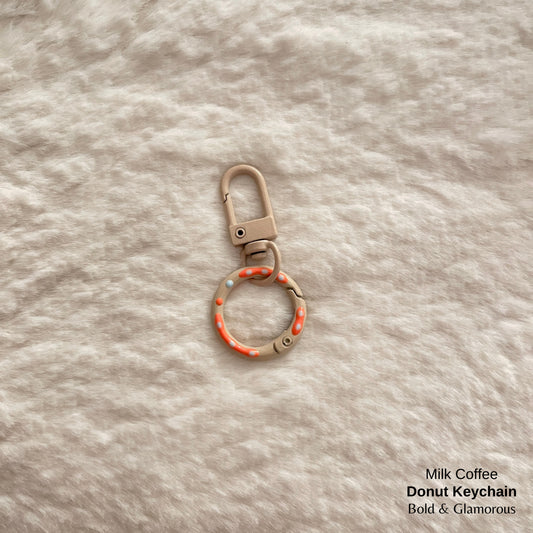 Candy Colored Hand Painted Donut Buckle Keychain | Milk Coffee