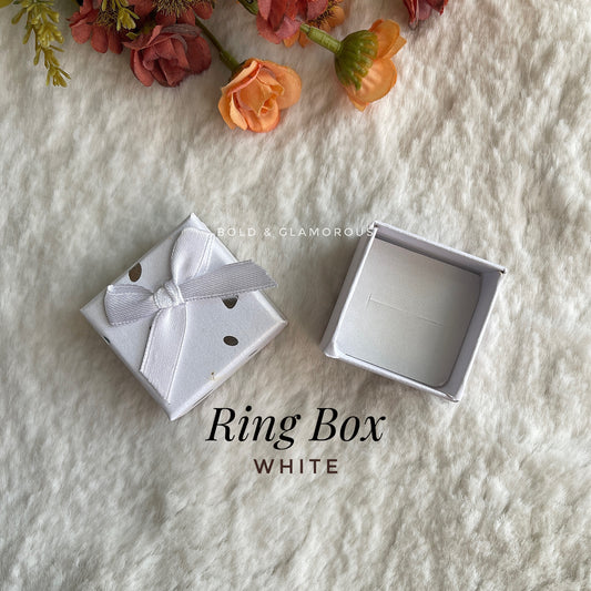 Square Bow Ring Box | White