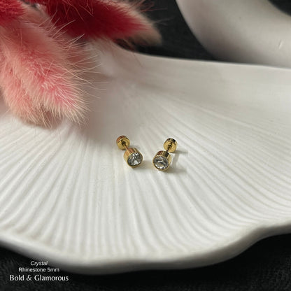 Screwback Stud Earring | Rhinestone 5mm | Crystal