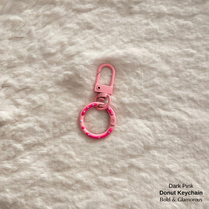 Candy Colored Hand Painted Donut Buckle Keychain | Dark Pink