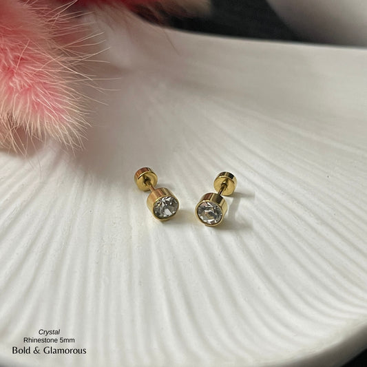 Screwback Stud Earring | Rhinestone 5mm | Crystal