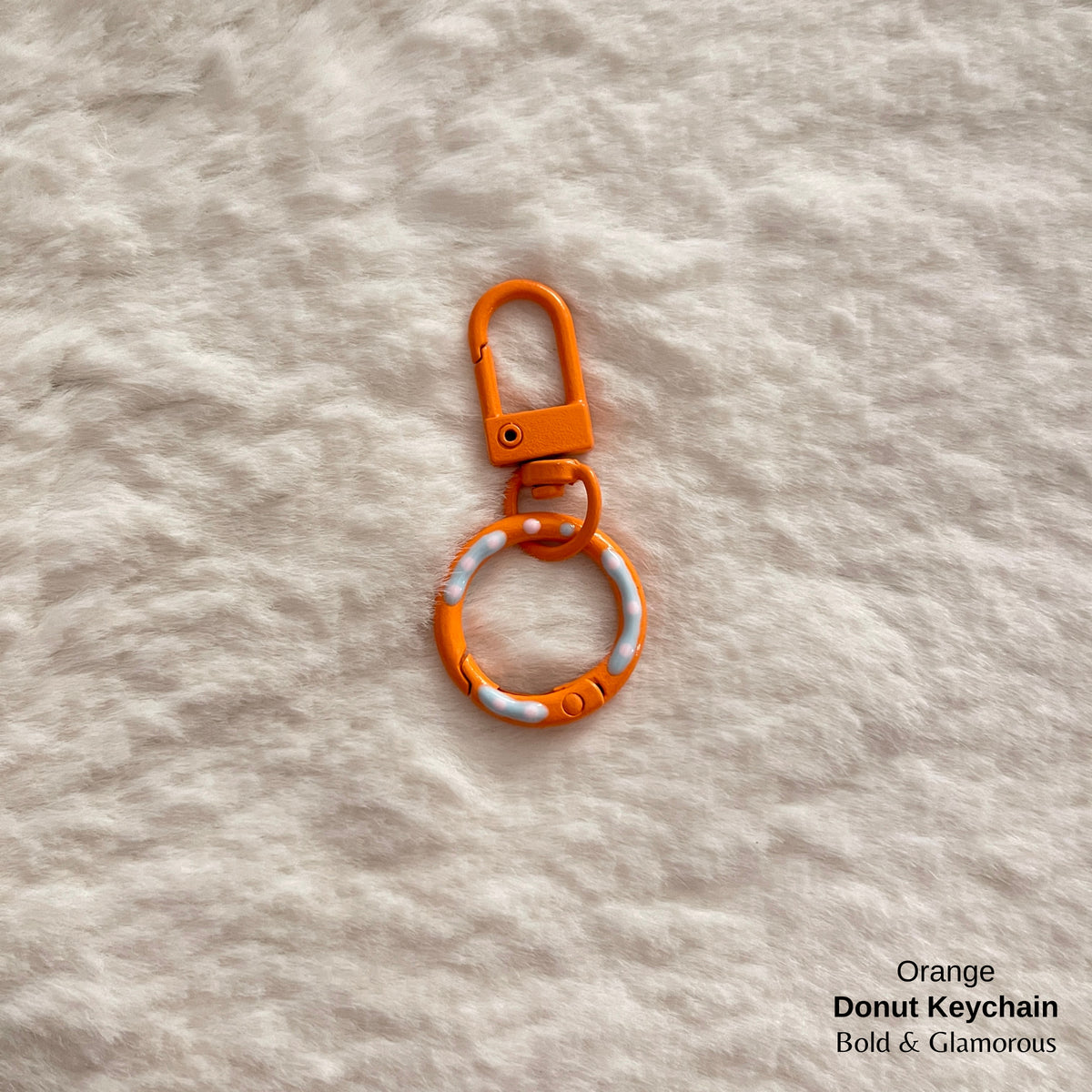 Candy Colored Hand Painted Donut Buckle Keychain | Orange