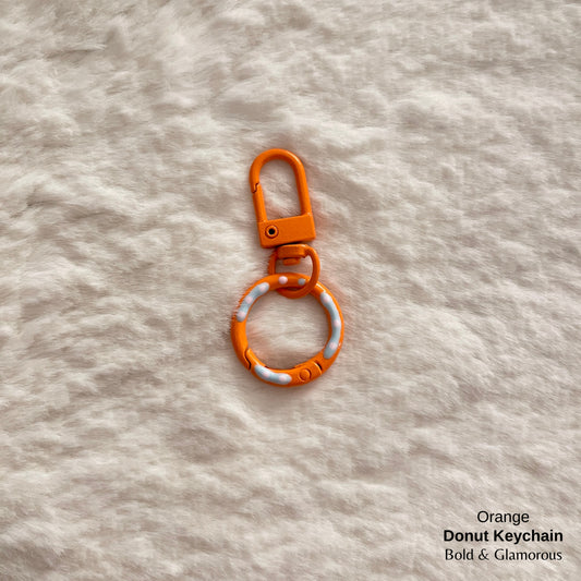 Candy Colored Hand Painted Donut Buckle Keychain | Orange