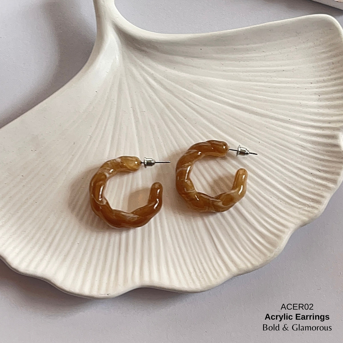 Acrylic Half Hoop Earring | ACER02 | Brown