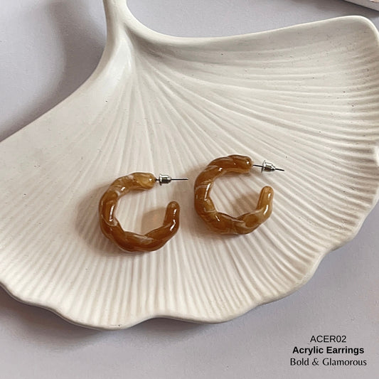 Acrylic Half Hoop Earring | ACER02 | Brown