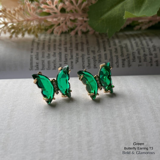 Butterfly Earrings | Type 3 | BPTE3 | Green