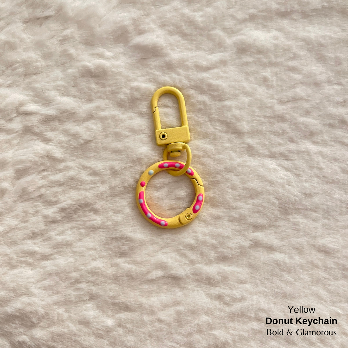 Candy Colored Hand Painted Donut Buckle Keychain | Yellow