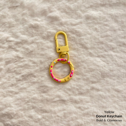 Candy Colored Hand Painted Donut Buckle Keychain | Yellow