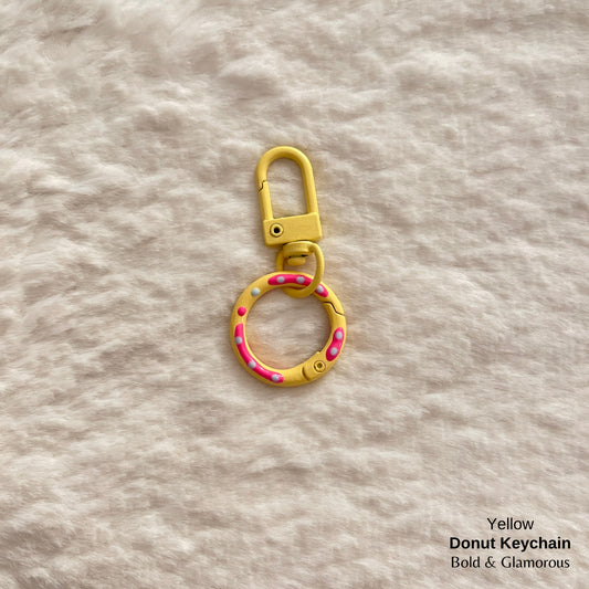Candy Colored Hand Painted Donut Buckle Keychain | Yellow