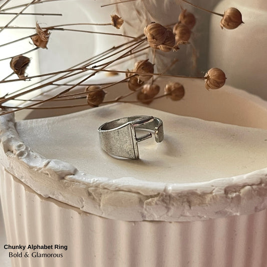 Chunky Alphabet Ring | F | Silver