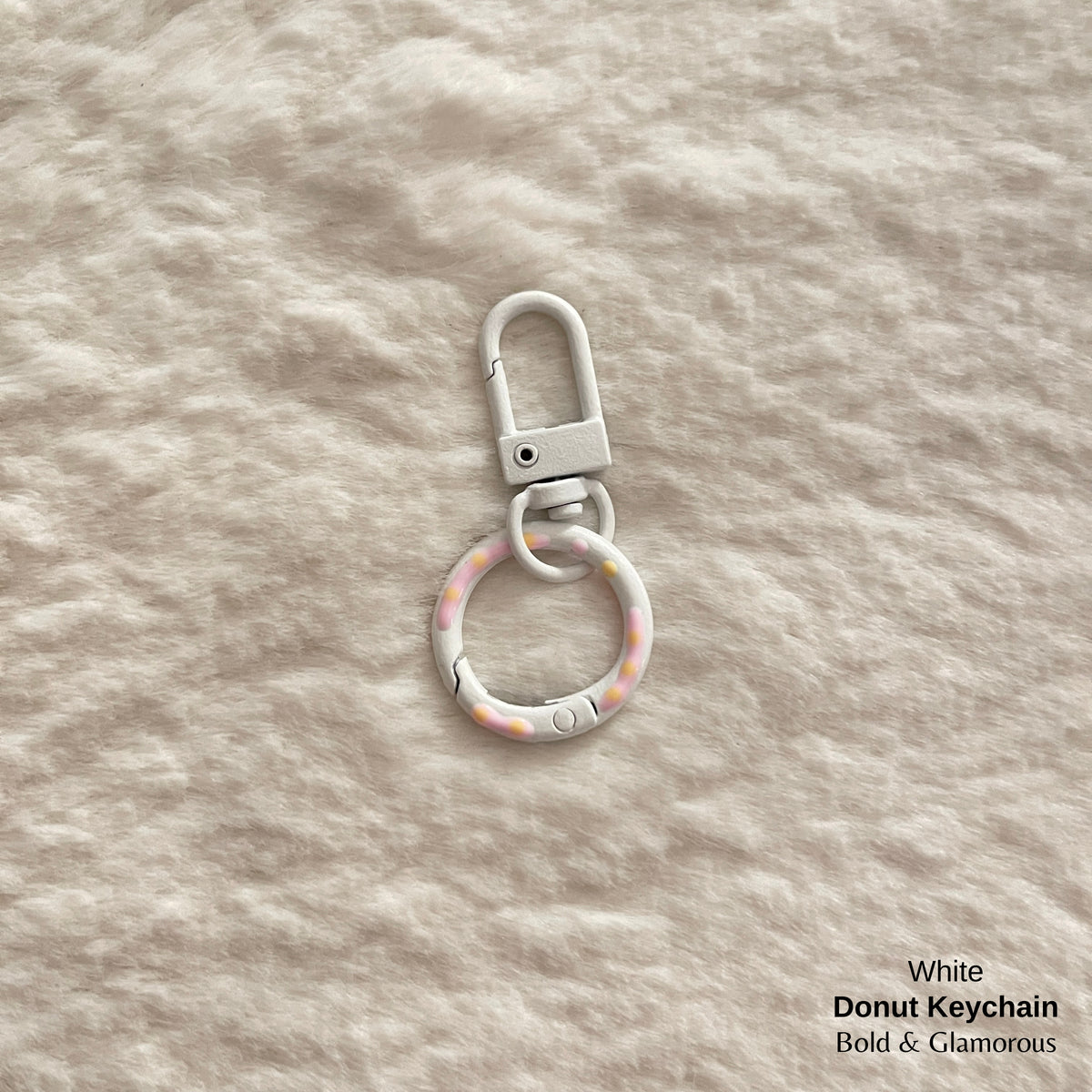 Candy Colored Hand Painted Donut Buckle Keychain | White