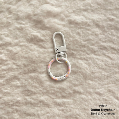 Candy Colored Hand Painted Donut Buckle Keychain | White