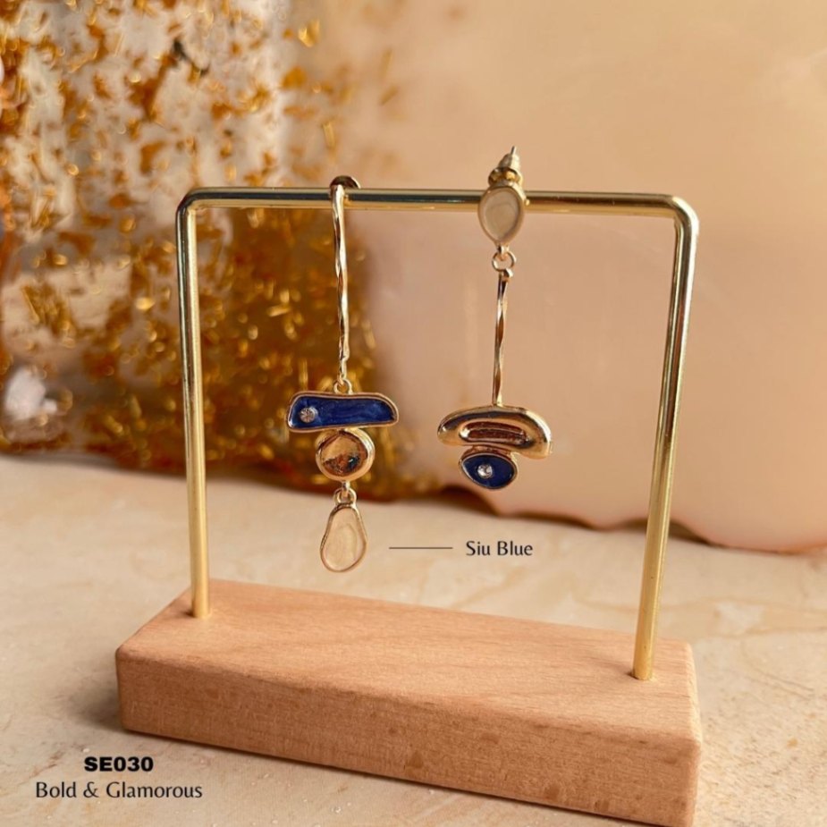 Irregular Asymmetric Earring | SE030 | Siu Blue