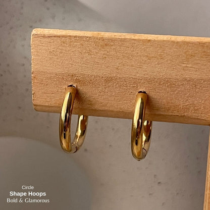 Shape Hoop Earring | Circle | Gold